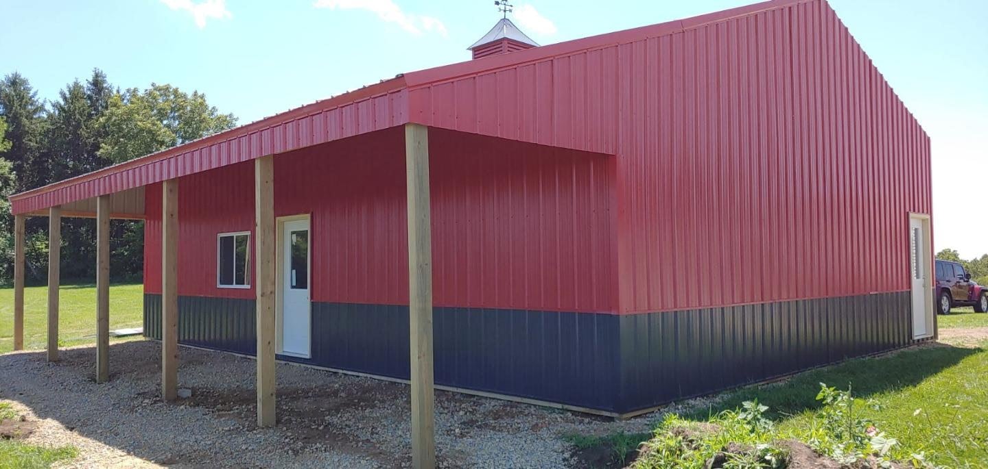 Pole building with 8ft "Beer Porch"